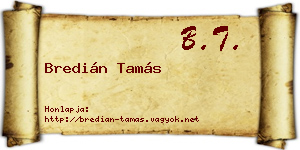 Bredián Tamás névjegykártya
